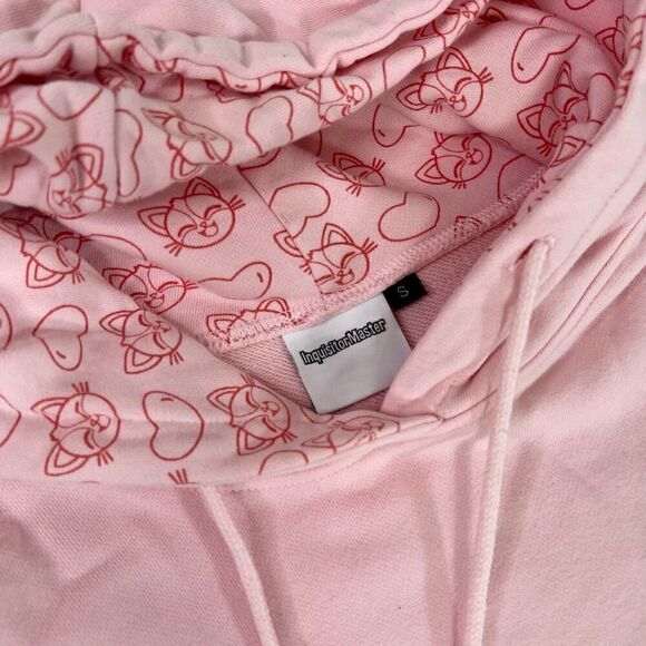 Inquisitormaster Hoodie Womens Small Pink Blue Cat with Ears Anime Youtuber - Picture 3 of 8